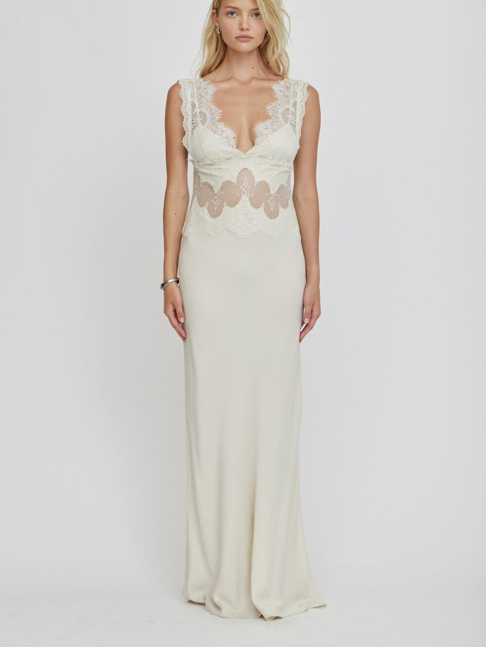 Third Form VISIONS LACE FLOOR LENGTH DRESS | Butter Cream